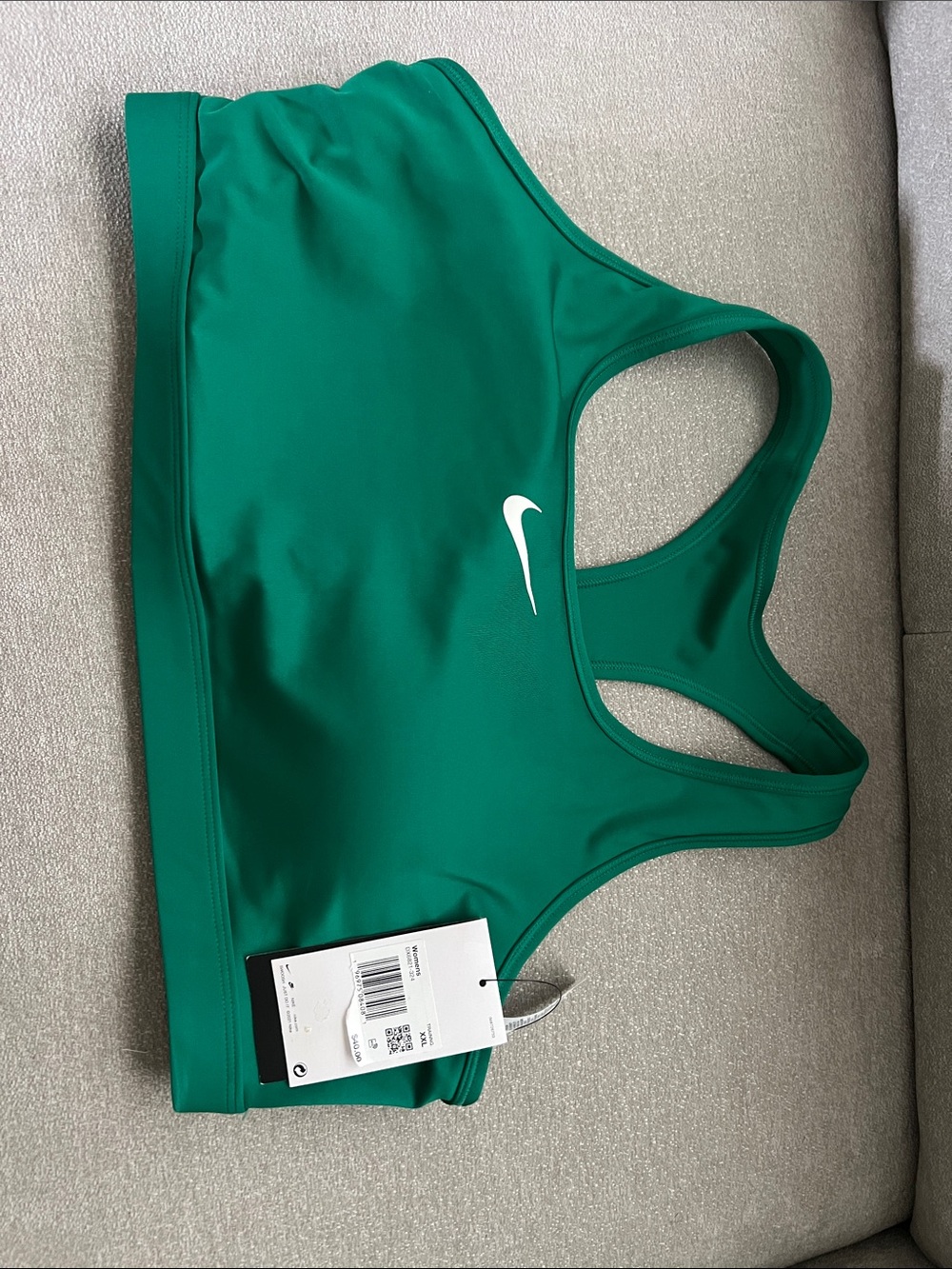 Nike Green Racerback Sports Bra with White Swoosh